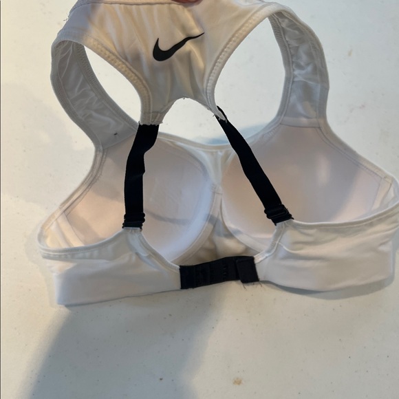 Nike Dri-Fit Alpha padded adjustable racerback running sports bra white black XS - Picture 9 of 9